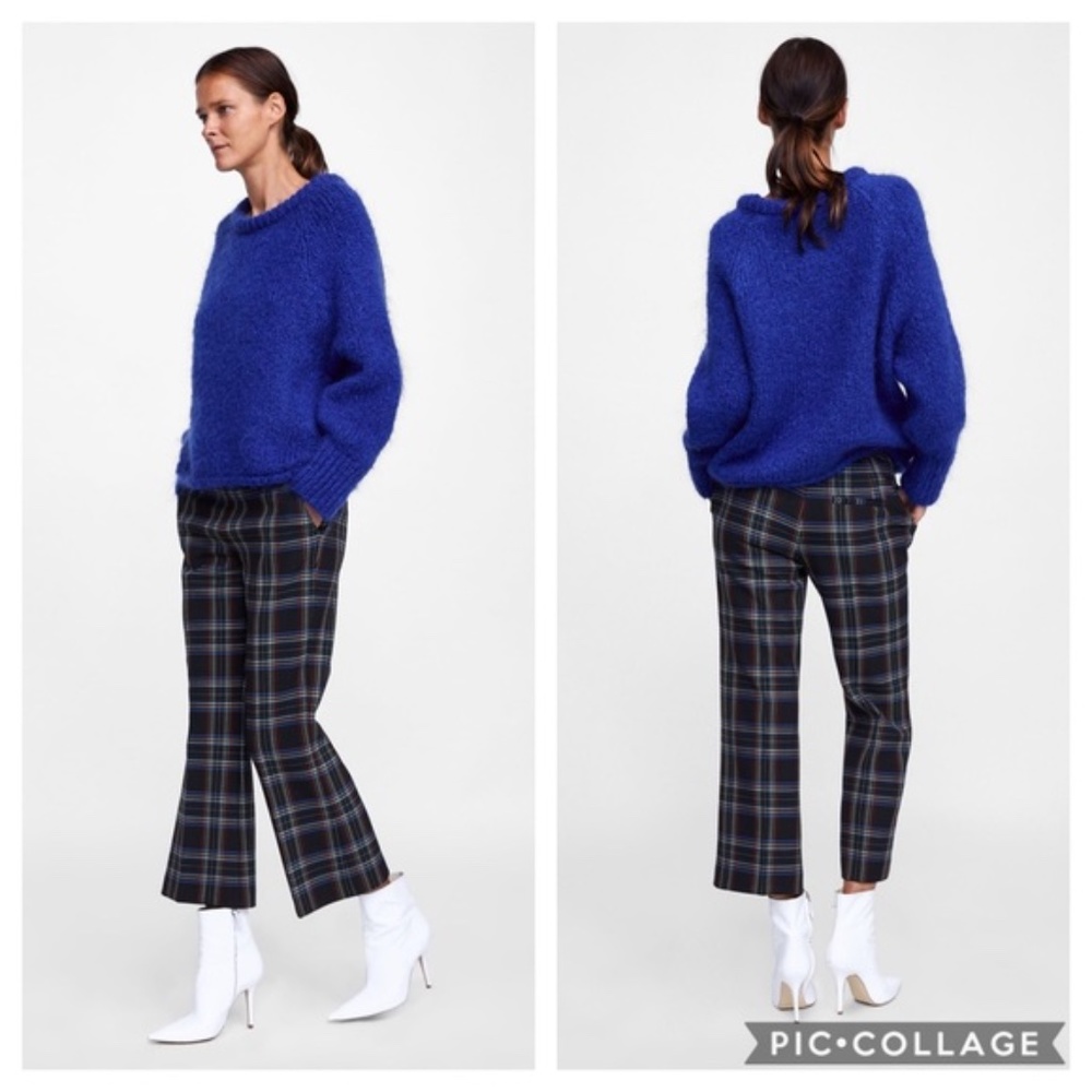 Zara Plaid Cropped Pants